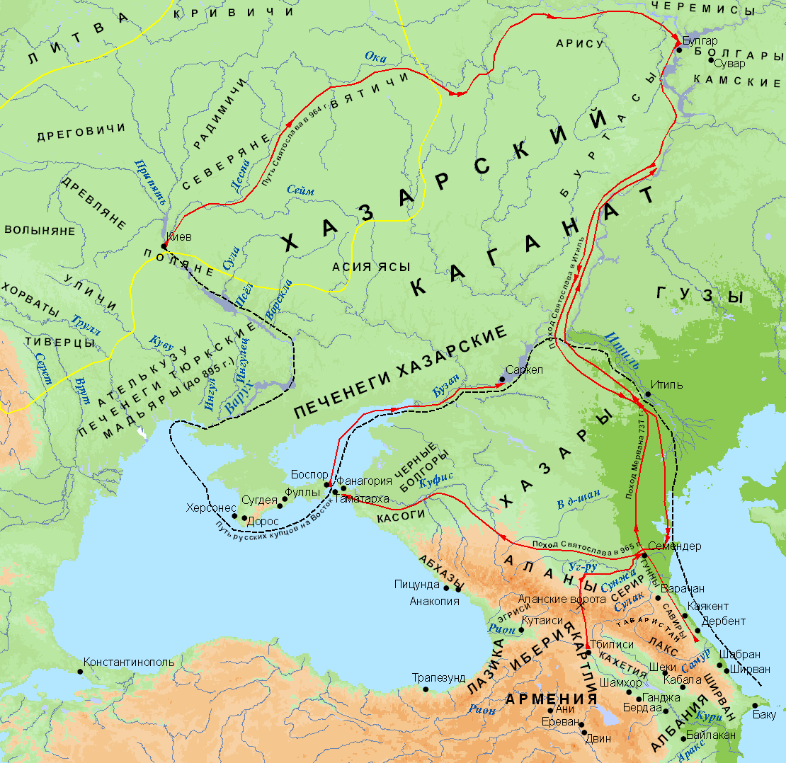 Карта  9. Хазария в VIII—X вв.