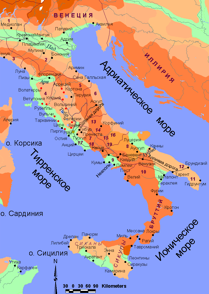 Карта италии рим