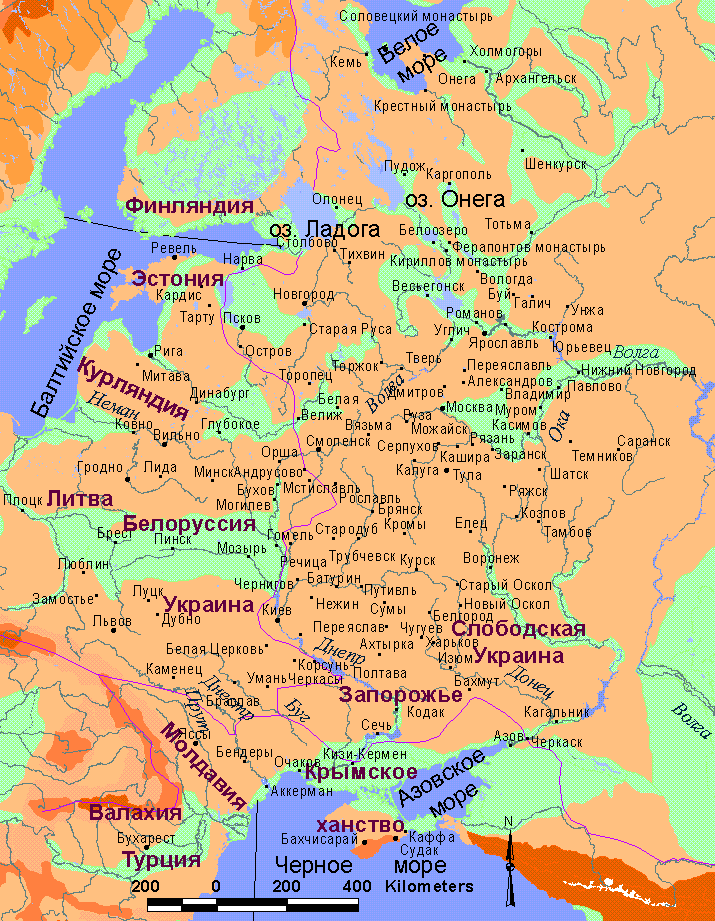 Карта руси 17 века